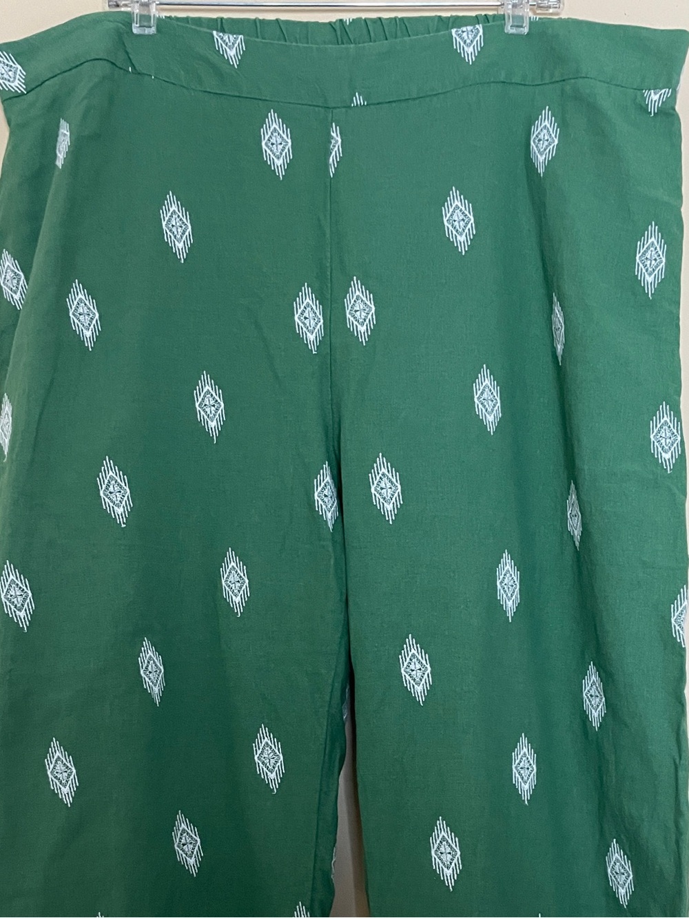 Soft Surroundings Lohara Green Embroidered Linen Blend Wide Leg Pant 2X Pull on - Picture 4 of 10